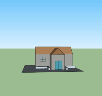 简易倾斜屋顶房屋SU模型下载_sketchup草图大师SKP模型