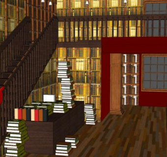 繁荣大型书架SU模型下载_sketchup草图大师SKP模型