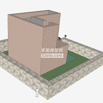 简朴庭院住宅SU模型下载_sketchup草图大师SKP模型