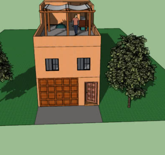 一体式车库住宅SU模型下载_sketchup草图大师SKP模型