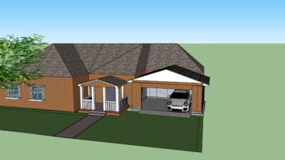 独栋车库住宅SU模型下载_sketchup草图大师SKP模型