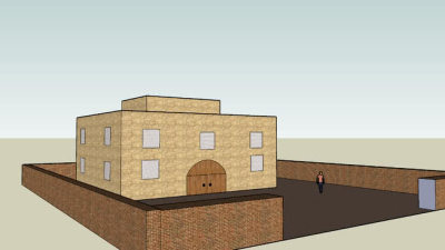 砖石住宅独栋SU模型下载_sketchup草图大师SKP模型