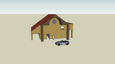 砖石房屋车棚走道SU模型下载_sketchup草图大师SKP模型