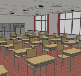 动画风格典型课堂SU模型下载_sketchup草图大师SKP模型