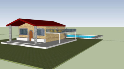 大露台住宅泳池SU模型下载_sketchup草图大师SKP模型