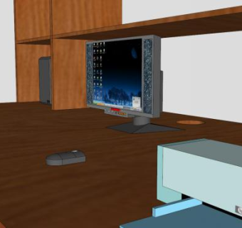 现代艺术品电脑桌SU模型下载_sketchup草图大师SKP模型