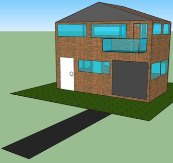 双层阳台简易砖房SU模型下载_sketchup草图大师SKP模型