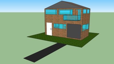 双层阳台简易砖房SU模型下载_sketchup草图大师SKP模型