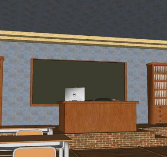 室内课堂教室SU模型下载_sketchup草图大师SKP模型