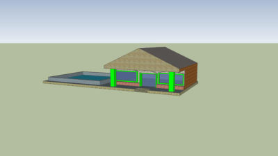 带泳池的住宅SU模型下载_sketchup草图大师SKP模型