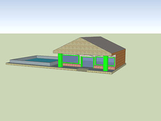 带泳池的住宅SU模型下载_sketchup草图大师SKP模型