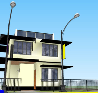 现代街边住宅SU模型下载_sketchup草图大师SKP模型