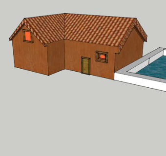 简易木屋和泳池SU模型下载_sketchup草图大师SKP模型