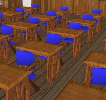 现代美元学校教室SU模型下载_sketchup草图大师SKP模型