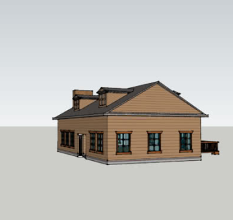 烟囱木屋后院露台SU模型下载_sketchup草图大师SKP模型
