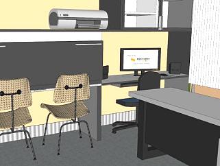 现代办公室休息室SU模型下载_sketchup草图大师SKP模型