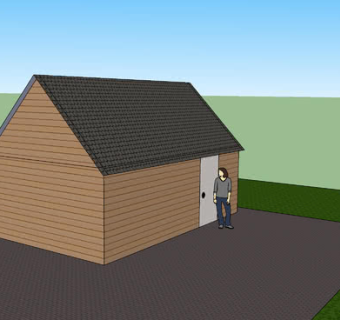 简易小户型木板房SU模型下载_sketchup草图大师SKP模型