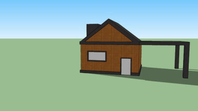 烟囱木屋凉棚住宅SU模型下载_sketchup草图大师SKP模型