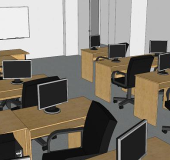 教室室内装修计算机SU模型下载_sketchup草图大师SKP模型