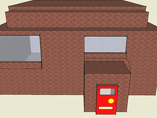 红色砖房简易房屋SU模型下载_sketchup草图大师SKP模型
