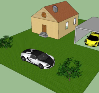 简易住宅和车库SU模型下载_sketchup草图大师SKP模型