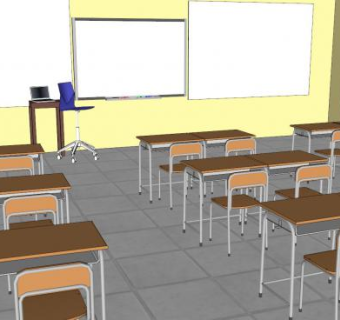 高中室内教室SU模型下载_sketchup草图大师SKP模型