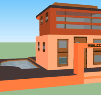 现代别墅泳池设计SU模型下载_sketchup草图大师SKP模型