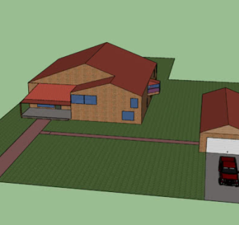 简易砖房车库住宅SU模型下载_sketchup草图大师SKP模型