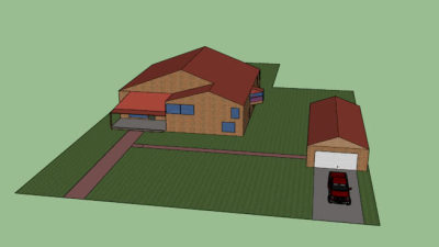 简易砖房车库住宅SU模型下载_sketchup草图大师SKP模型