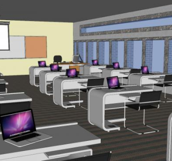 现代课堂教室SU模型下载_sketchup草图大师SKP模型