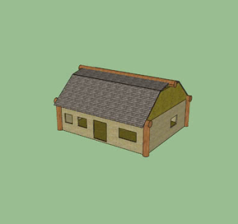 简易老式木屋SU模型下载_sketchup草图大师SKP模型