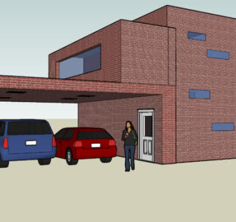 简易现代砖房SU模型下载_sketchup草图大师SKP模型