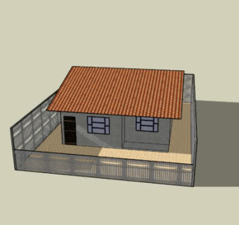 围栏中的简易平房SU模型下载_sketchup草图大师SKP模型