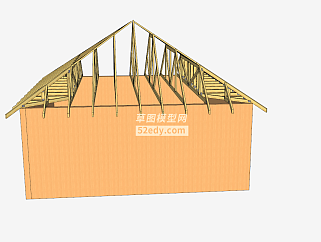 <em>简易</em>的木构架<em>房屋</em>SU模型下载_sketchup草图大师SKP模型