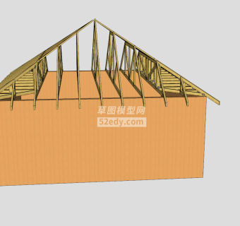 简易的木构架房屋SU模型下载_sketchup草图大师SKP模型