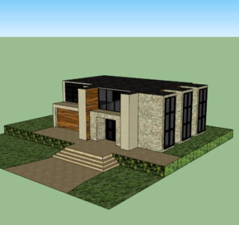 现代复古别墅设计SU模型下载_sketchup草图大师SKP模型