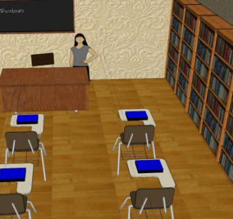 现代学校教育教室SU模型下载_sketchup草图大师SKP模型