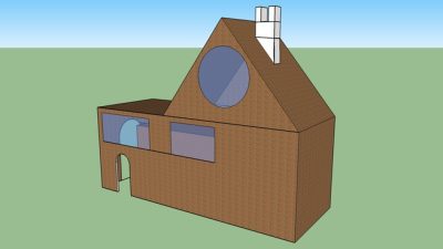 简易烟囱木屋设计SU模型下载_sketchup草图大师SKP模型