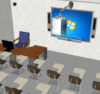 计算机电脑教室SU模型下载_sketchup草图大师SKP模型