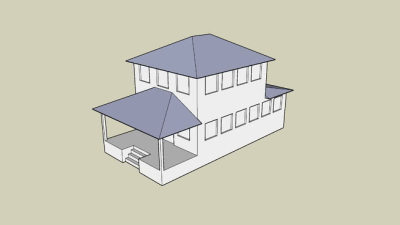 简易双层平房白模SU模型下载_sketchup草图大师SKP模型