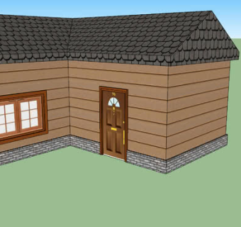 简易老式木板房SU模型下载_sketchup草图大师SKP模型