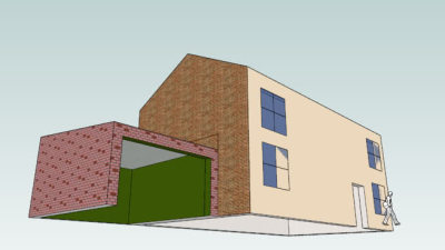 现代双层平房和车库SU模型下载_sketchup草图大师SKP模型