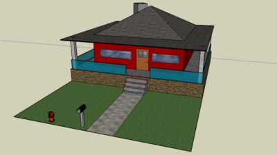 简易走廊过道住宅SU模型下载_sketchup草图大师SKP模型