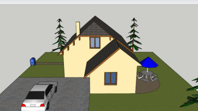 郊区住宅户外SU模型下载_sketchup草图大师SKP模型