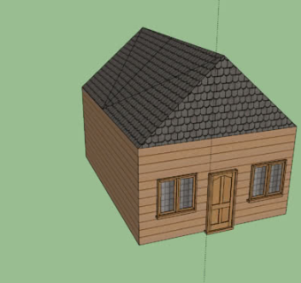老式小户型木屋SU模型下载_sketchup草图大师SKP模型