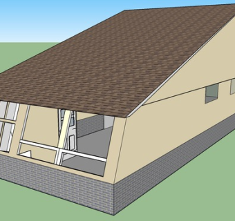 斜屋顶现代住宅SU模型下载_sketchup草图大师SKP模型