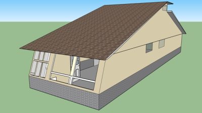 斜屋顶现代住宅SU模型下载_sketchup草图大师SKP模型