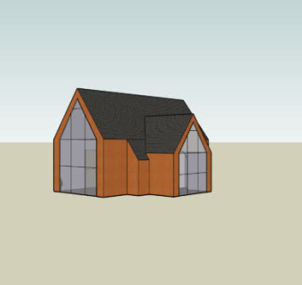简易落地窗木屋SU模型下载_sketchup草图大师SKP模型