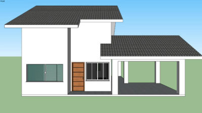 简朴住宅凉亭一体式SU模型下载_sketchup草图大师SKP模型