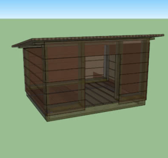 中型木板狗屋SU模型下载_sketchup草图大师SKP模型